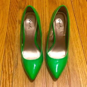 Neon green pumps